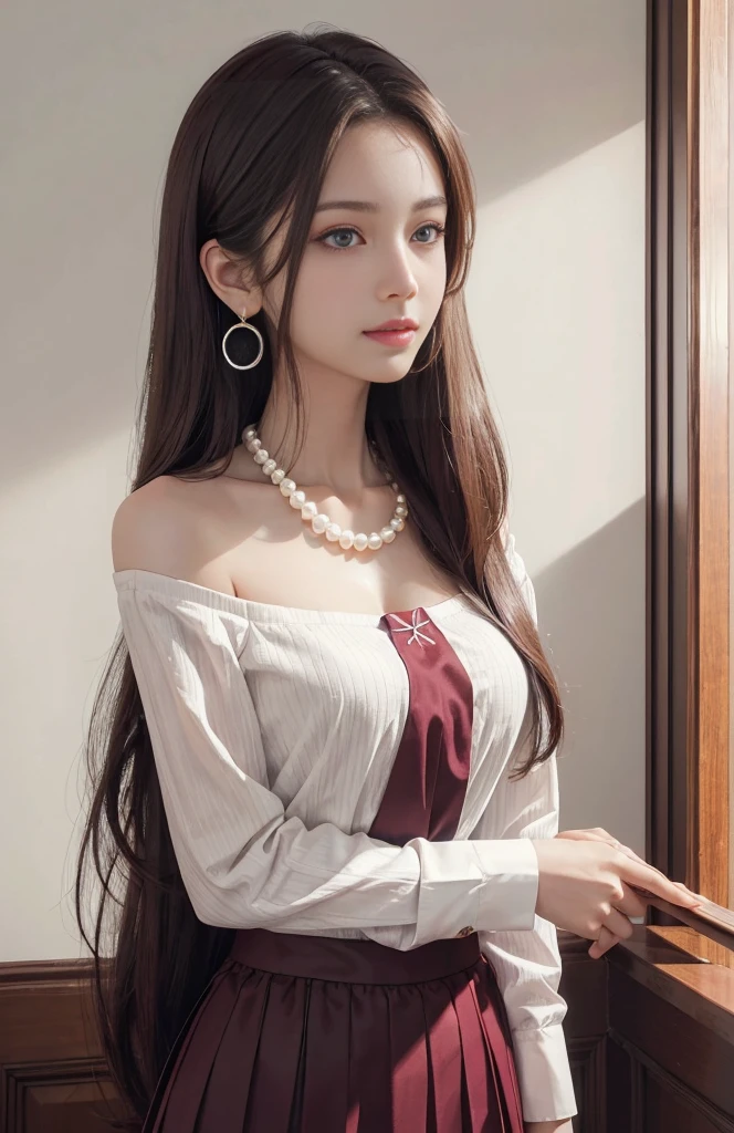 there is a woman with long hair and a necklace on, ruan cute vtuber, sakimichan, leaked image, nivanh chanthara, with round face, south east asian with round face, with cute - fine - face, very pretty face, blackpink jennie, clear cute face, face with artgram, headshot profile picture