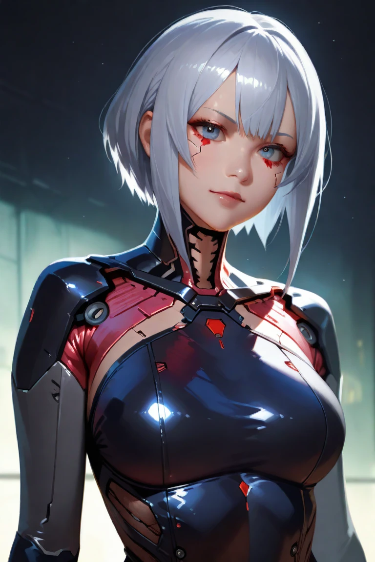 a beautiful woman wearing a black coat, gloves, and bandages, with detailed eyes, lips, and face, half-body shot, topless, with an elegant and intricate outfit accessory, standing in an atmospheric and detailed cinematic lighting environment, 8k, best quality, masterpiece, extremely detailed, photorealistic, studio lighting, vivid colors, concept art