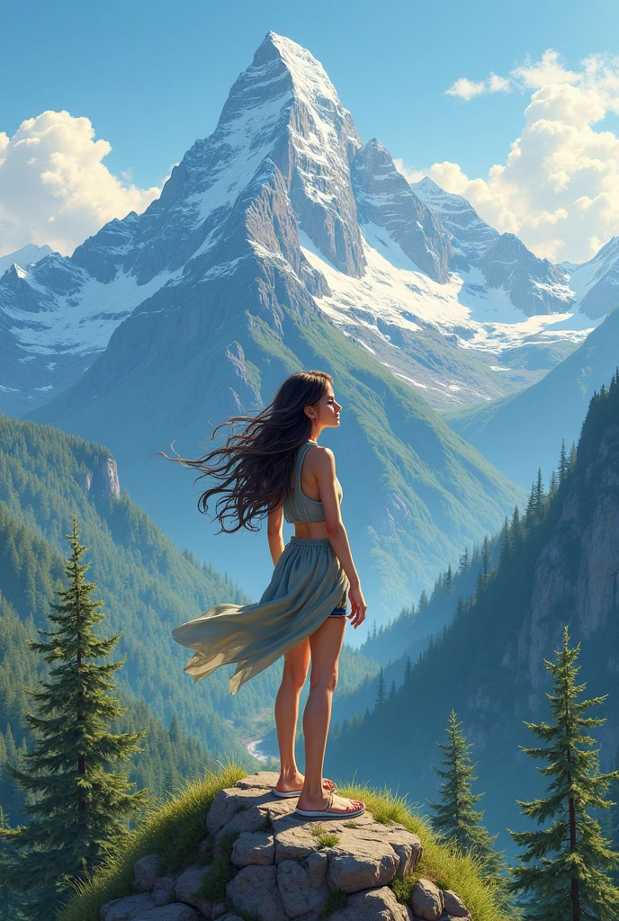 Wallpaper girl on the mountain 