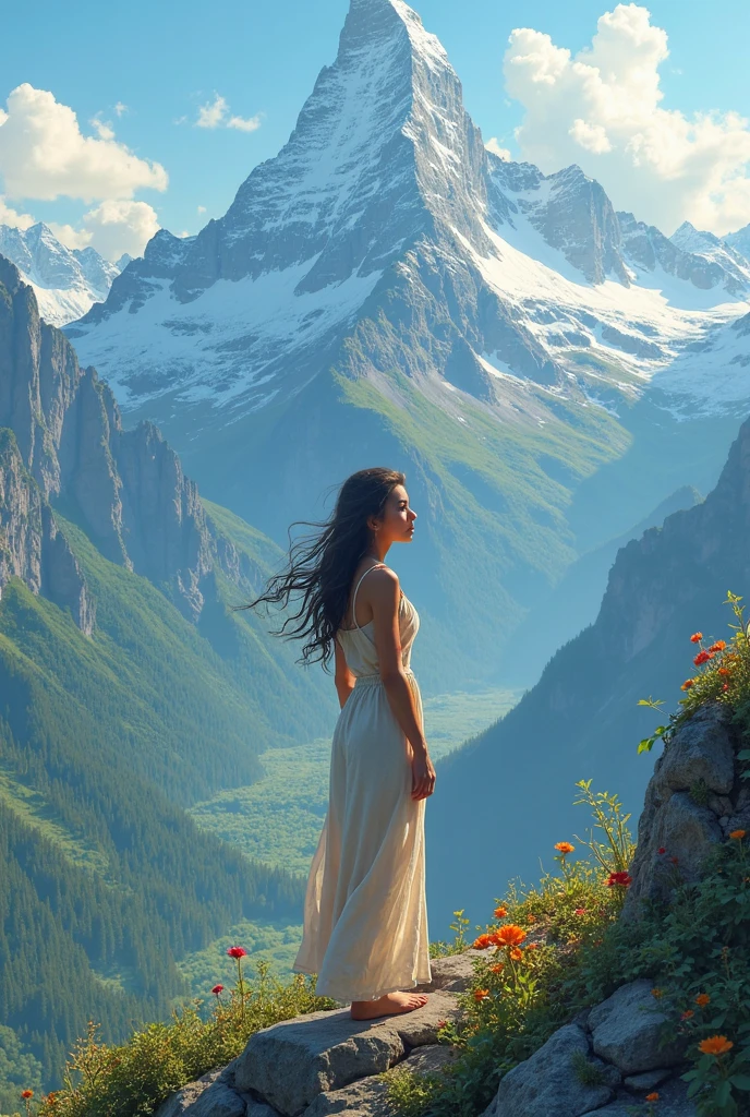 Wallpaper girl on the mountain 