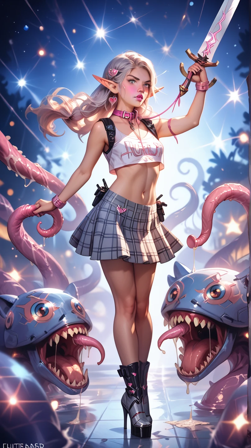 girl estilo rayman legends, character estilo art rayman legends, (girl), fully body, viking style, Giant Accessories,Giant Monster, Little bunny, sensuality, FANTASY, little
