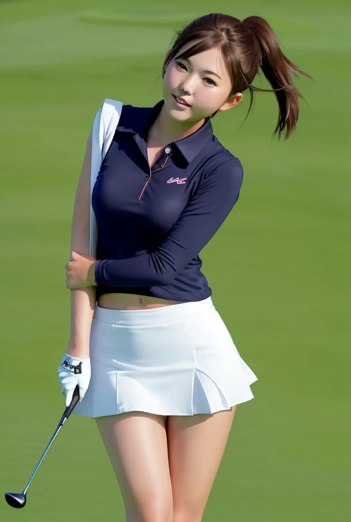 highest quality、8K、Super detailed, arafed woman In uniform posing on a wall near the water, wearing uniform, wearing a uniform, Full uniform, uniformを着用する, In uniform女の子, in uniform, JK Uniform, uniform, Full Dress Uniform, uniformを着て, Blue Uniform, In uniform, Perfect military calm, Wear a general\Uniform,(Skirt flip、You can see her white panties through the glass:1.3),Real Photo:1.6、