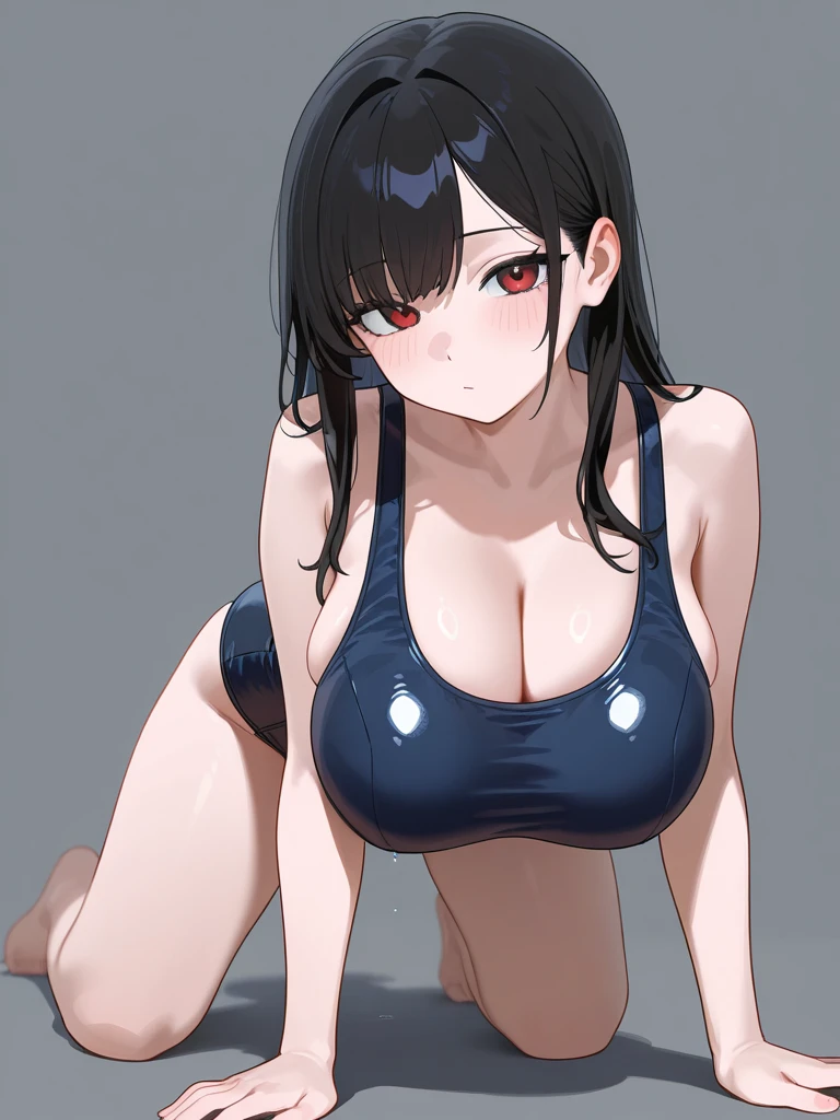 Anime girl in black swimsuit with blue eyes, wearing a swimming wear, anime moe art style, Hinata Hyuga, Seductive Anime Girl, mayuri shiina, Swimsuit, she has black hair, by Jin Homura, charming anime girls, (Anime Girl), Ecchi anime style, made with anime painter studio, Chic, Girl with black hair