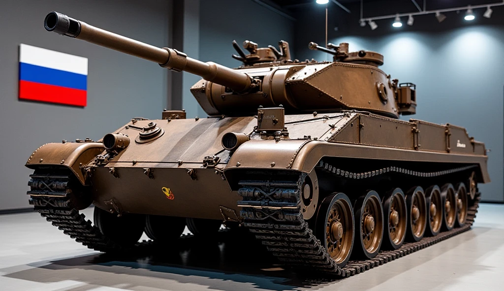 A fully improved tracked armored vehicle, perfect circumstances about its armored body and its detailed design, being shown at a military exhibition to other men, and the armored vehicle is really strong and rough in terms of size, PICTURE REALISTIC.