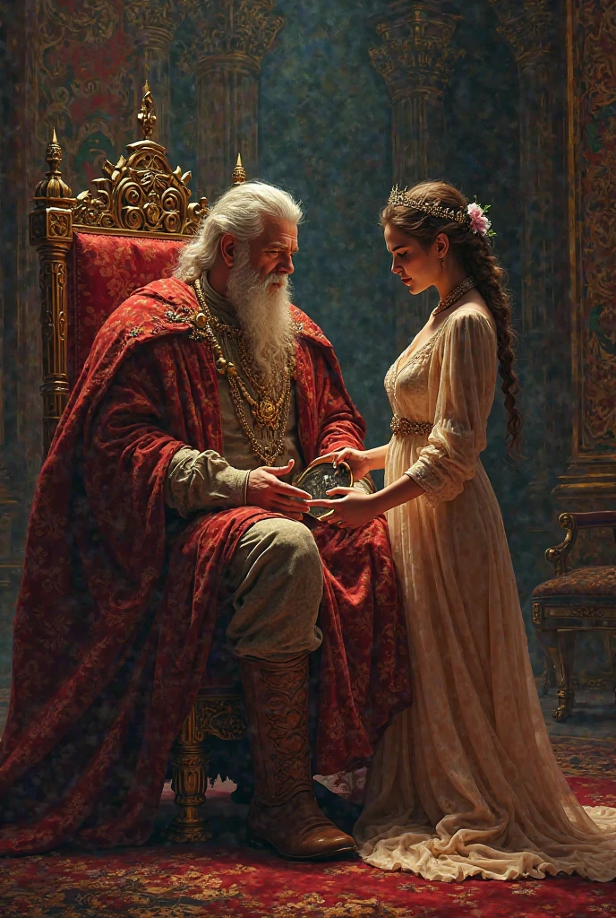 
Each wife brought something special — a poem, a painting, a dance. But the youngest queen gave him a mirror — one that only reflected the truth.