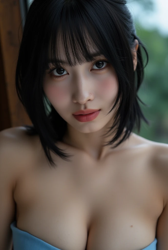 sixteen old girl、Lying down、Flat chest、Childlike breasts、Woman being undressed by a man、whole body、tall、Bob、Shortcuts、Black Hair、Hair falls on the eyes、Small breasts:1.8、hot spring