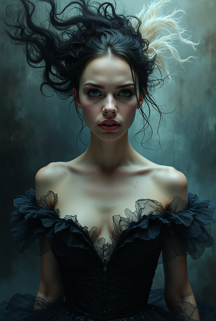 Create the poster for the original BLACK SWAN movie in the EXPRESSIONIST style 