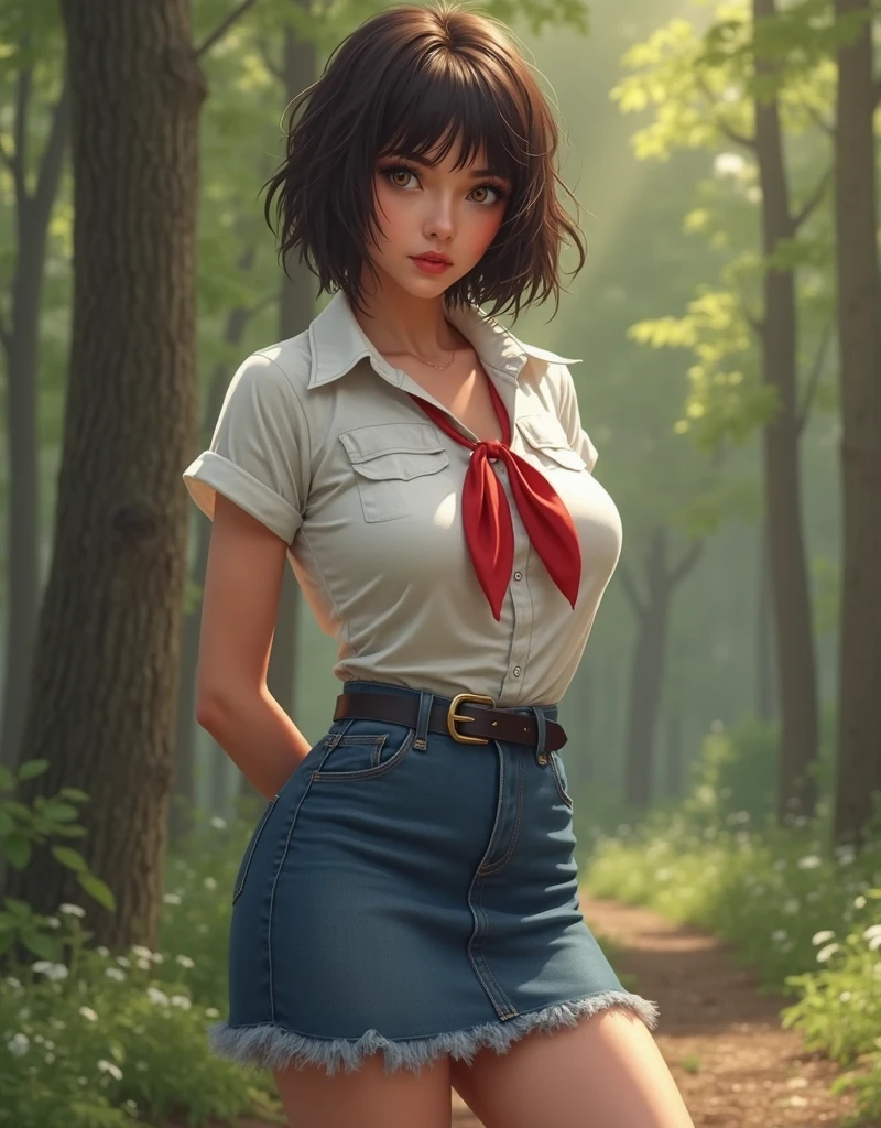 (((nffsw))), (((masutepiece))), (((8K))), (((hight resolution))), (((surrealism))), (((Cinematic lighting))), god rays, Zoom Layer, (((FULL BODYSHOT))), F/4.0, canon, Shiny skin,Detailed skin,Detailed face, Detailed eyes, nsfw, nudity, Bare chest, No top, raped schoolgirl , fighting on battlefield, Intense gunfight, poneyTail, Torn white shirt, White bra visible, Gingham check miniskirt is torn, White panties are visible, Desolate wilderness,