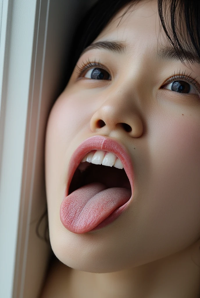 4K、Realistic depiction、Beautiful image quality、Japanese、beautiful girl、20-year-old、mouth、Baby Face、主にmouthを大きく描きます、mouthを画面の主要部分として描画します、look up、大きく開いたmouth、tongue、長いtongue、tongueをmouthから出す、mouthの中が見える、mouthを開けて喉を見せてください、Throat is visible、mouthの中が見える、ヌルヌルのtongue、Plenty of saliva、綺麗なtongue、汚れたtongue、臭いtongue、