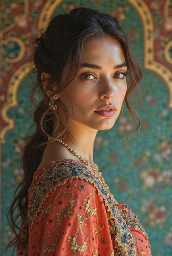 Make an image of Ana de Serenity in a Persian dress. 