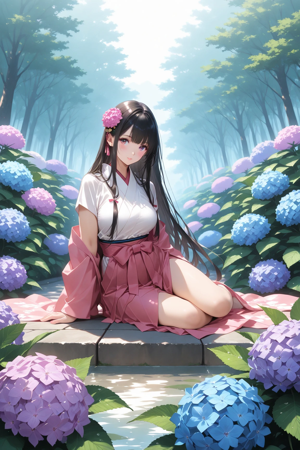 Anime girl sitting under a tree with pink flowers, beautiful anime girl squat, anime girl squat, young anime girl, anime moe art style, beautiful anime girl, guwiz on pixiv art station, smooth anime CG art (anime girl), anime visual of cute girl