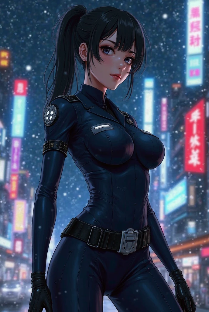 police, girl, 예쁜girl, tights, tight suit, Fansing, anime, 섹시한 girl, adult, city, night, SF, 일본인 girl, japnaese anime style, 