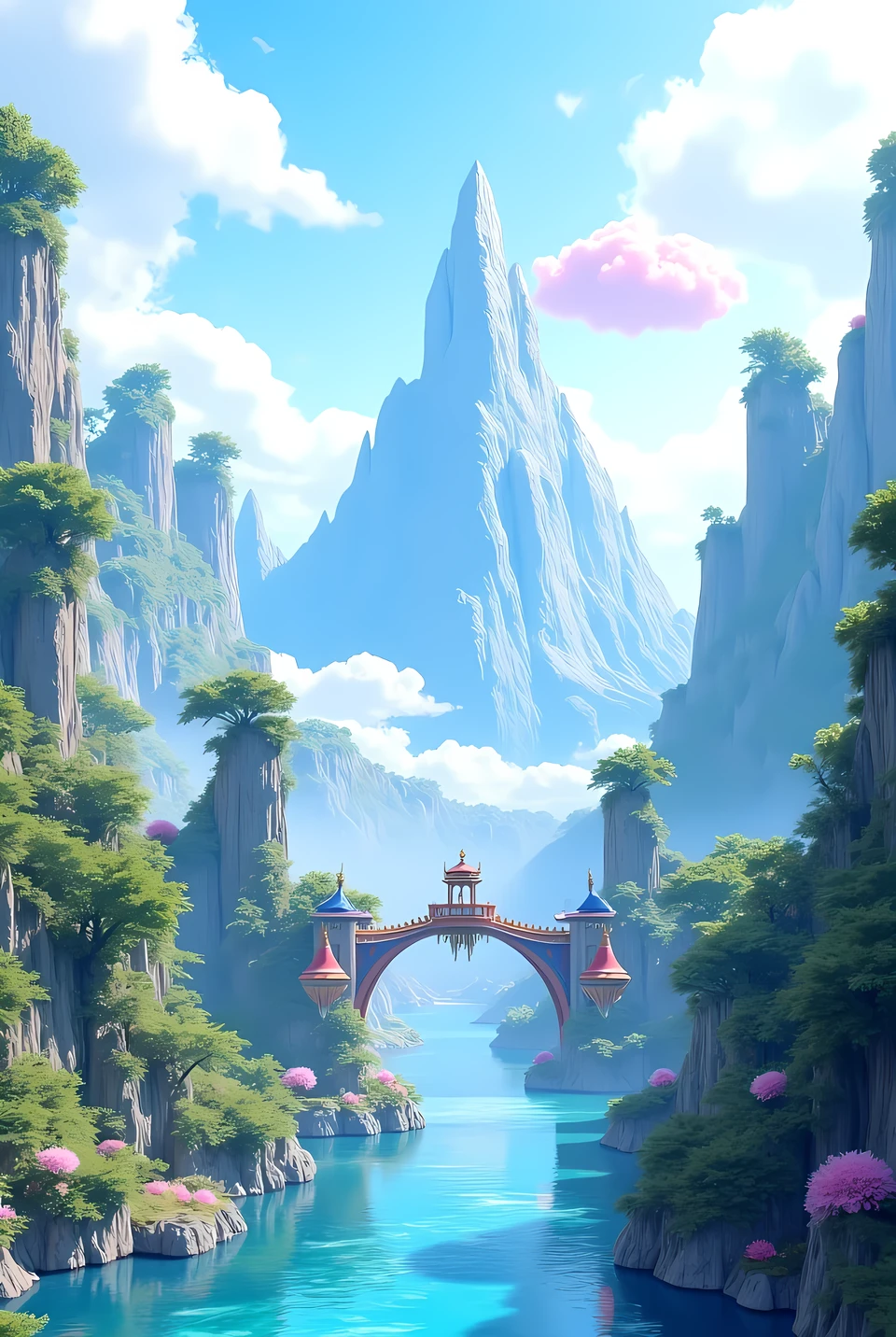 can you recreate this? make this like anime background 3d style