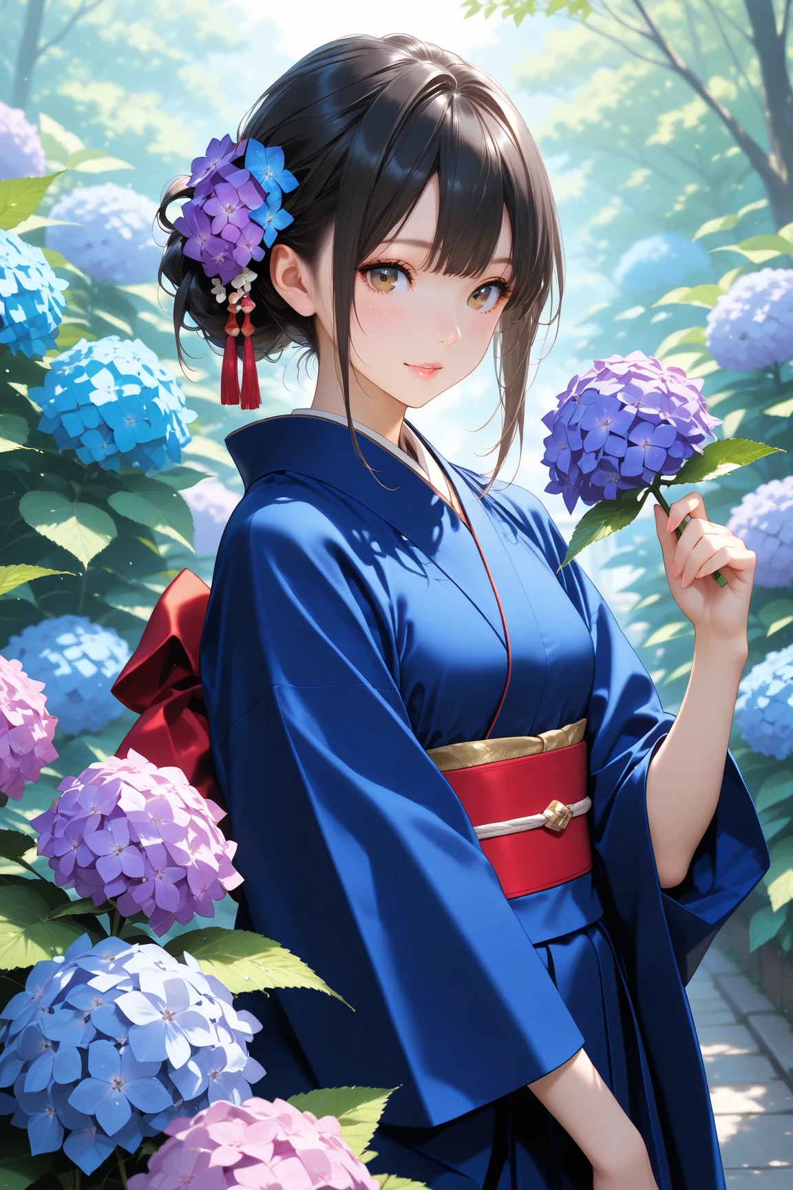 (Highest quality),( Top Quality),( artistic ), japanese beauty, hydrangea,