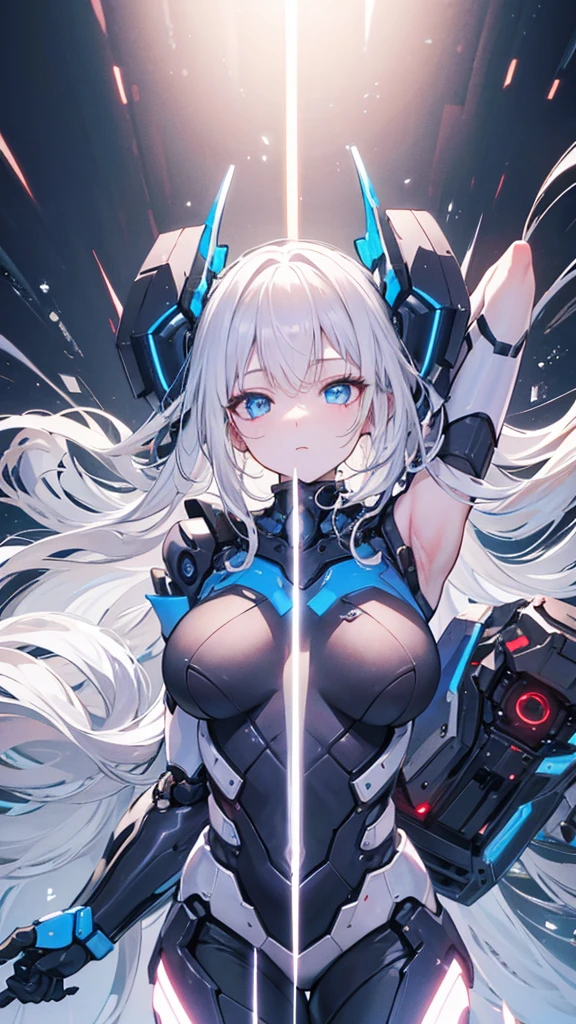 (hetero couple:2), (cityscape:1.5), (NSFW, topless bare small middle boobies, uncensored bare pussy:1.6), (Face of love, I'm so happy:1.5), (cyborg girl:1.5), low , dynamic angle, stylish free pose, (headphone, mechanical fuselage, mechanical clothing), looking at the viewer, (hime cut, long hair:1.5), (blue mini skirt:1.5), plastic corset, Beautiful light effect, glowing skin, (removable long sleeves, very wide sleeve:1.5), (caution decal, corporate logotype:1.2), (small open mouth:1),