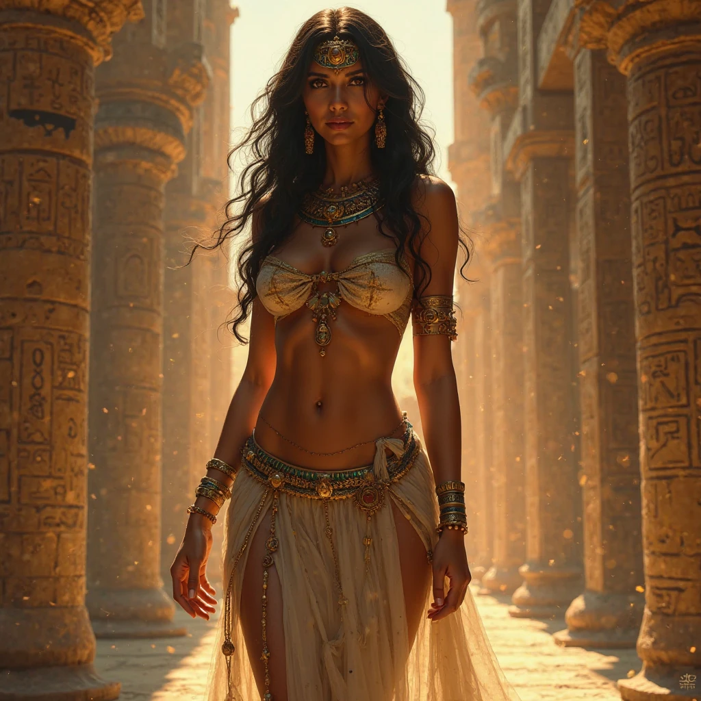 Background depicting Cleopatra and realistic Egyptian culture