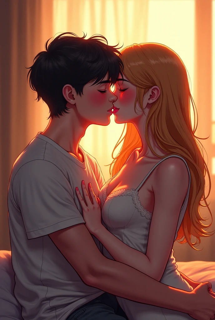 Draw a couple in love, that the man has the letter V on his shirt and the woman the letter P on her shirt