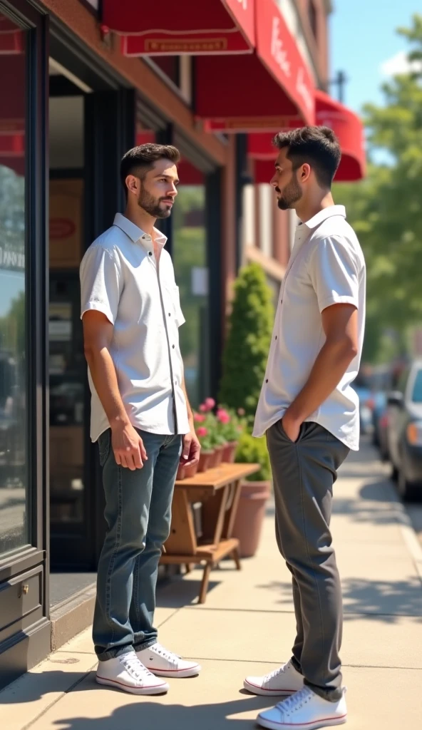 Men standingand showing his right side profile wearing shorts and baggy T shirt