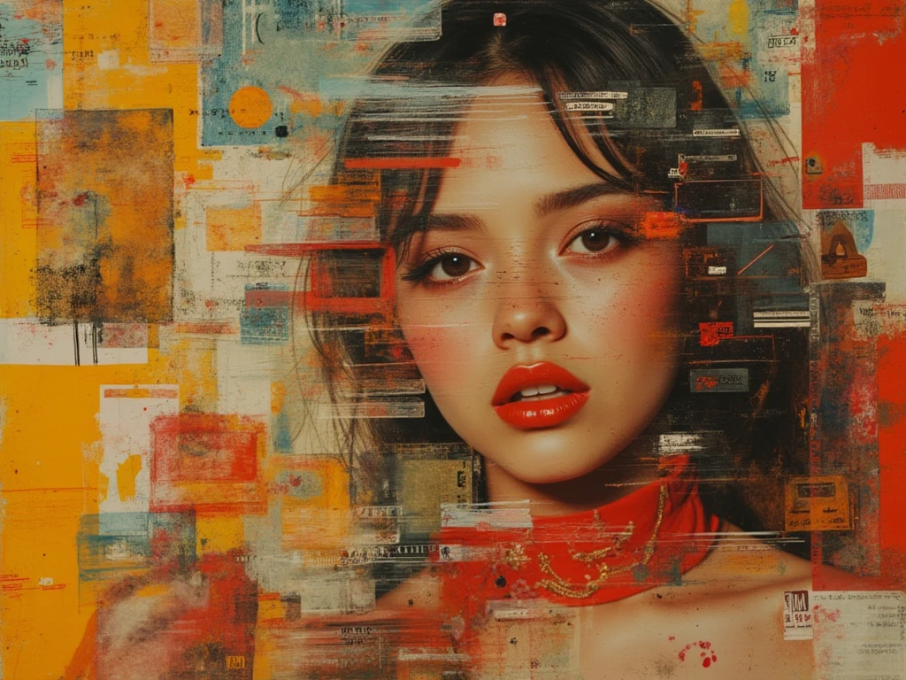 cinematic lighting, vibrant colors, 8K, high resolution, photorealistic, studio lighting, physically-based rendering, extreme detail, professional, vivid colors, Retro Collage Revolution!, (magazine cover), (on screen of smartphone),
