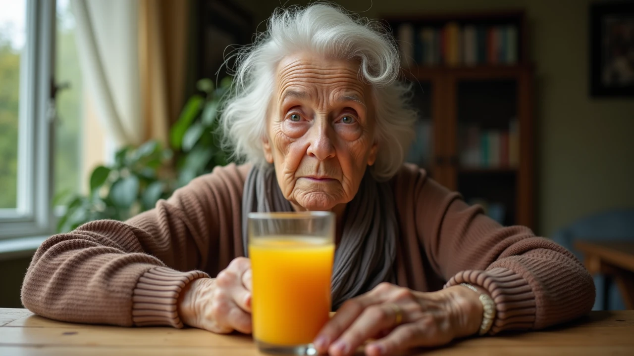 Poor old woman begging for food