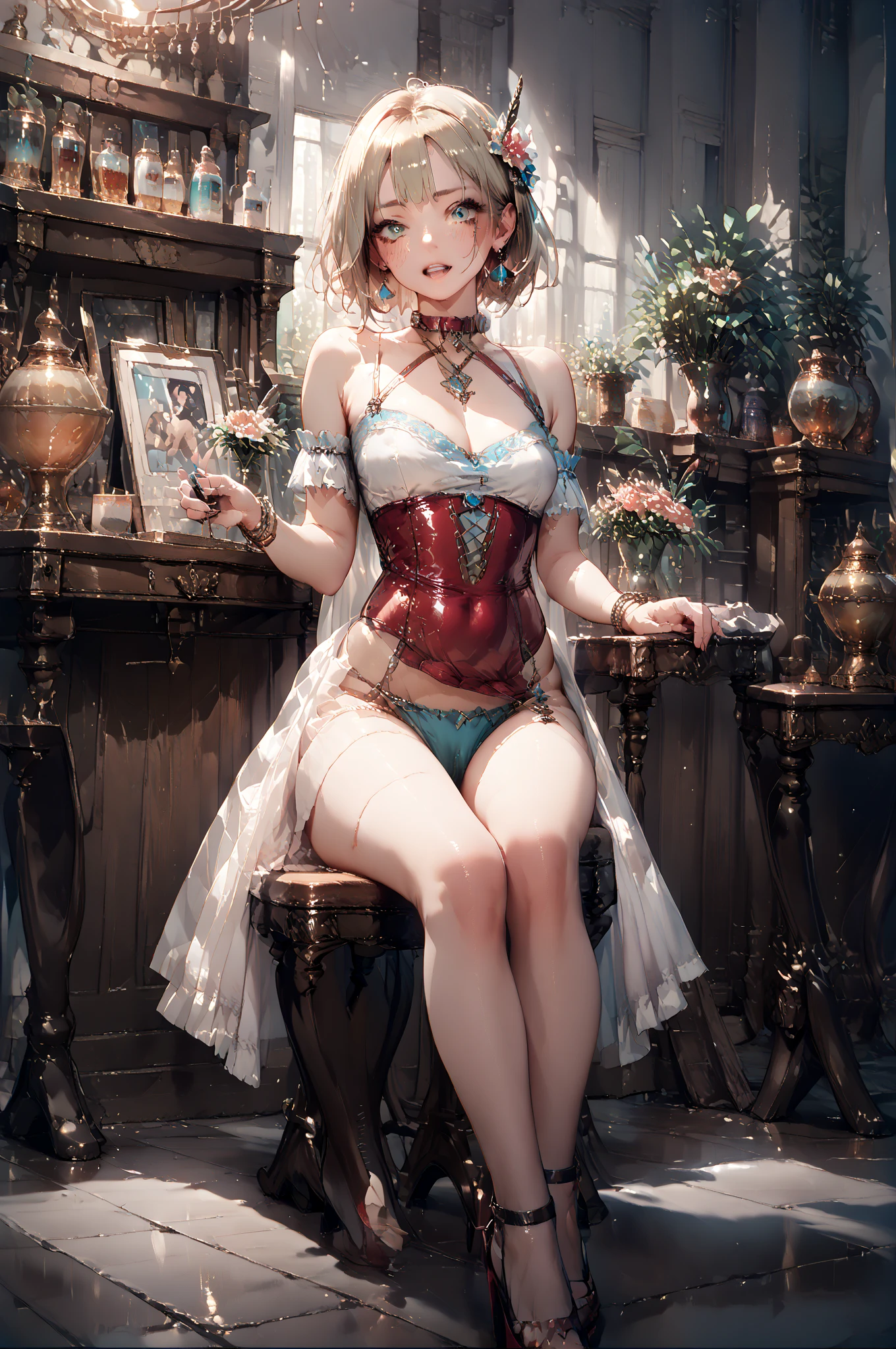 (extremely detailed CG unity 8k wallpaper),(masterpiece), (best quality), (realistic), (((best-quality))), ((ultra-detailed)), (illustration), a slim woman dressing in a bunny suit, detailed pupils, volumetric lighting, particle effect, short hair,