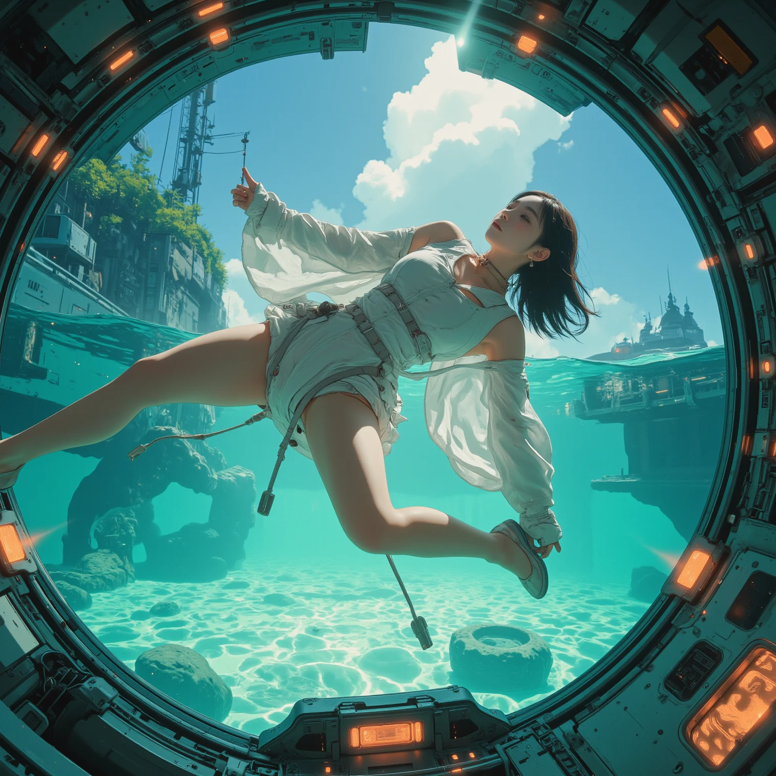 Giantess with firm , long sexy legs, yellow hair and in bikini is lying on the ground, while the city at her feet burns in flames for the destruction she has caused, while people run away from her, so as not to die crushed by her heels. Giantess, goddess, macrophilia, curvaceous body, hentai, fetish, sexy legs, bikini, high heels, high quality