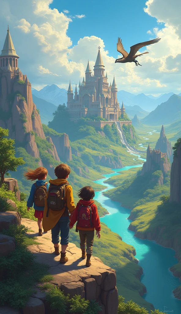 রনি তার বন্ধুদের ভেবেছিল আর পাখিটিকে অনুসরণ করে আকাশে উড়তে শুরু করে। তারা অনেক পাহাড় ও নদী পেরিয়ে এক সুন্দর রাজ্যে পৌঁছাল।