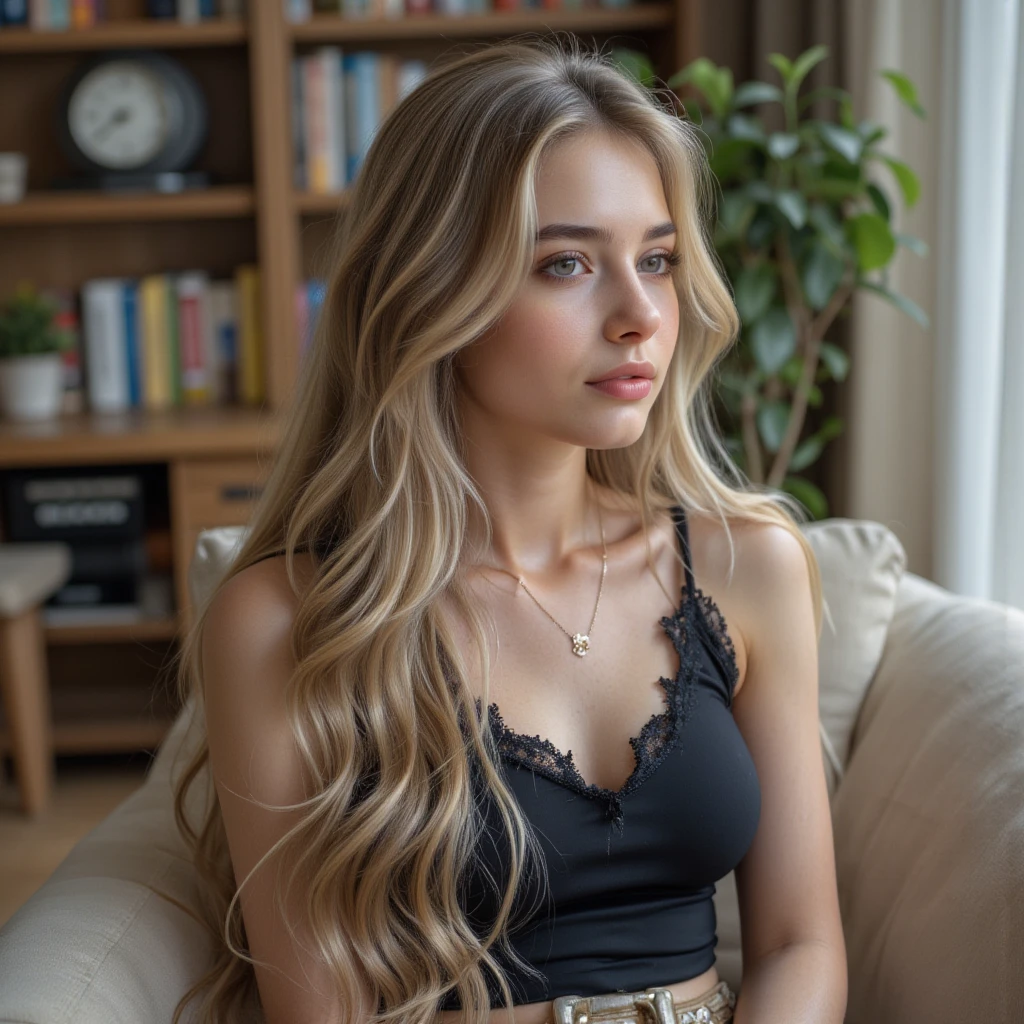 （top quality、top quality、 highest resolution 、 Ultra Realistic Photos for Magazines、full body image、masterpiece、16ｋ、）Her beautiful hair is much longer than her heightの上。Super Long Blonde Hair。Much of her very long hair has fallen to the floor {x} She's a winner of the World Long Hair Contest。 More beautiful than a beautiful actress。 beautiful young woman。  she has a beautiful and pretty face 、Looks like a top model 。 With a kind smile。    her hair is about 10 meters long    。 she's 23。 most beautiful face in the world 。   the longest hair in the world   。 More than her height 。 There is a beautiful woman with very long hair 。   very rich hair   。   very shiny hair   。 All images of her    。   very long shiny hair 。 Her long, beautiful hair is a symbol of female beauty 。 Enchanting Proportions 。 slender body 。 Up to the tip of her super long hair 。 depicts her entire super long hair 。  long, slender legs 。She sits on a chair。Her very long hair hangs down to the ground、 reading a book 、It looks like a pond。She has so much hair。Her beautiful hair is much longer than her height。Straight Black Hair。