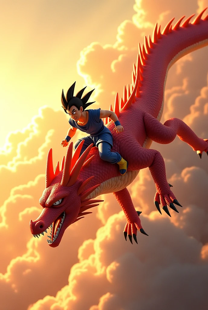 Create an image with a boy with black hair shaved on the sides, black eyes, with a dragon and with a game of rejones theme