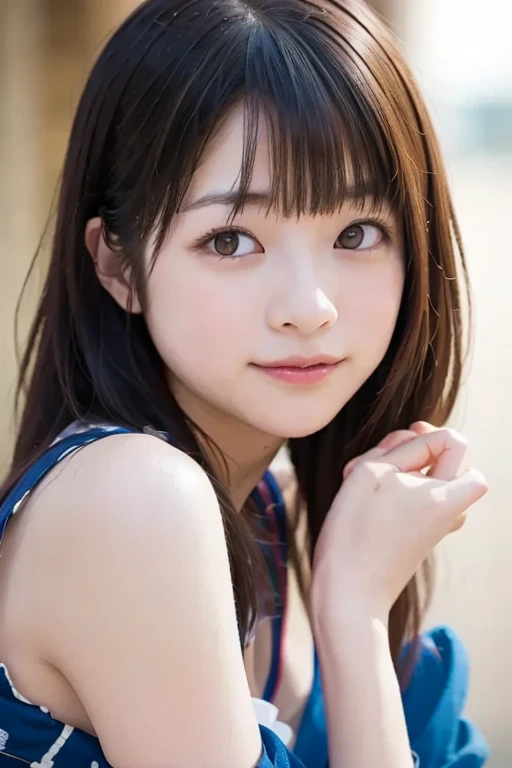 (((Medium Hair))), highest quality, 8k, Hmph, High Resolution, Absurd:1.2, picture, (Raw photo:1.2), (Photorealistic:1.4), (masterpiece:1.3), (Intricate details:1.2), One Girl, solo, Japanese girl, 繊細in美しいディテール, (Detailed eyes), (Detailed facial features), , (((Large Breasts))), Firm Skin, (look up_in_Audience), from_front, (skin), (highest quality:1.4), (超A high resolution:1.2), Cinematic light, (Highly detailed illustration), (Lip gloss、highest quality、超A high resolution、Depth of written boundary、Caustics、Broad Lighting、Natural Shading、85mm、f/ 1.4、ISO 200、1 / 160 seconds:0.75)、One Girl、solo、necklace、Nogizaka Idol、Gravure idol pose、Beauty, White blouse、pastel cardigan、Midday Office