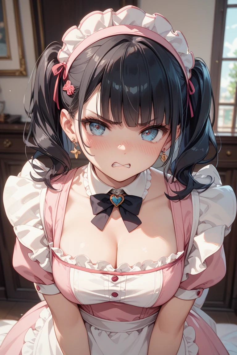 (Realistic painting style:0.9), Masterpiece, Best Quality,  absurdress, looking a viewer, 独奏, (Babidol grey:1.5),  Rabbit armor, red pupils, , Long hair, gray hairs, Bangs, gray eyes, earings, drill hair, Hair between the eyes, hair ornament, (babydoll:1.3), Transparent, bed, expressionless