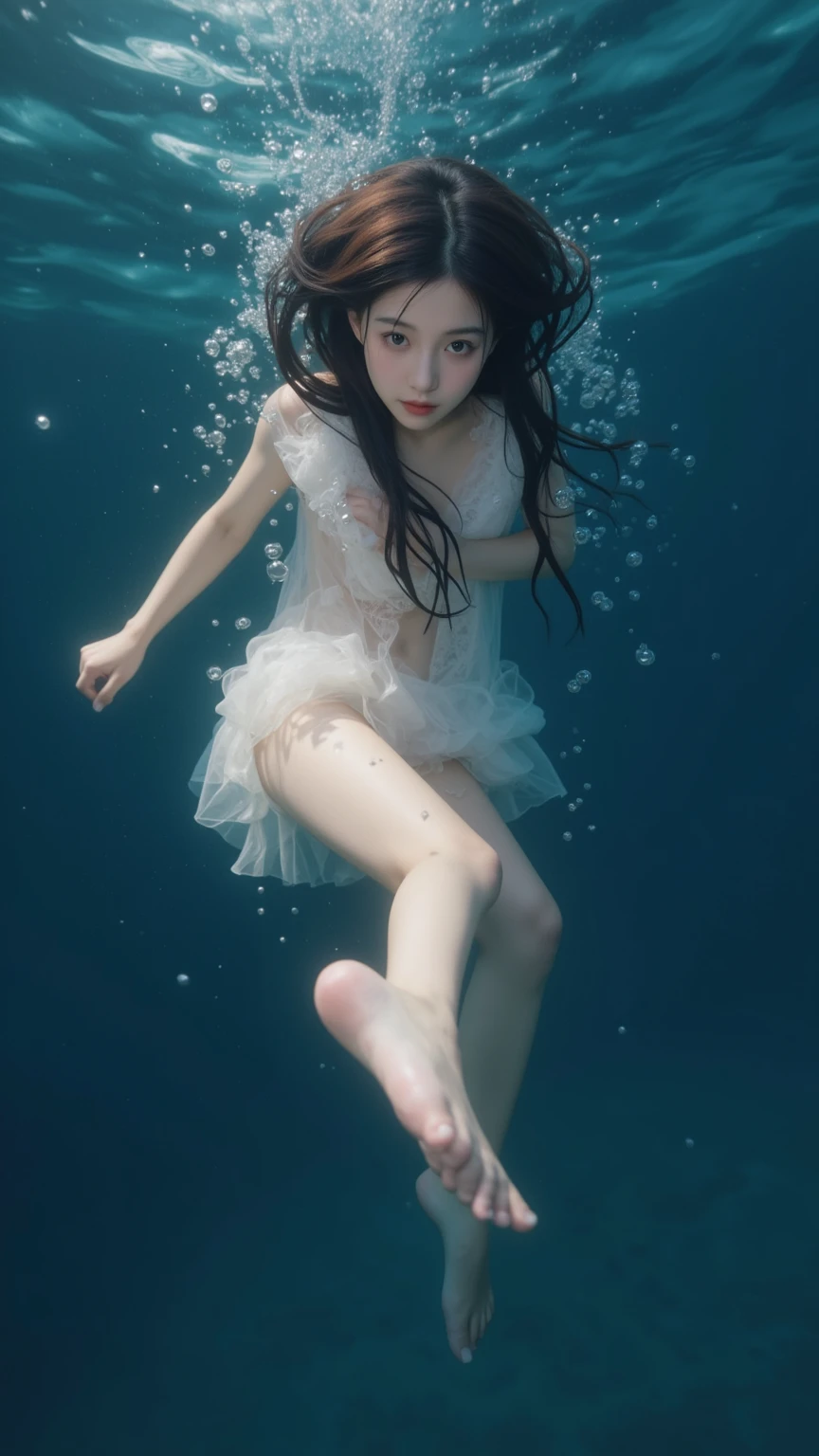 (Masterpiece, Best quality, Beautiful anime art:1.4) submarine, Underwater_View, 1girll, full_Body_Shot, Determined_expression, Holding_veer_wheel, submarine_window_View, dimly_Lit, Blue_Theme, monochrome, Underwater_speleothems, Sunken_shipwreck, Buble, Ray_af_Light, mysterious, serene, diving_suit, oxygen_tanks, Tied_back_Hair, goggles, Glowing_Eyes, periscope, gauges, control_plaques, nuclear_submarine, torpedo, sonar_equipment, metal_Walls, porthole_janelas, schools_af_Fish, coral_Recife, Ocean_exploration, Deep_Sea_Adventure, Hidden_treasures, aquatic_environment, Cinematic light, (Sharp focus:1.6), Highly detailed, Ultra photo realsisim, 8K
