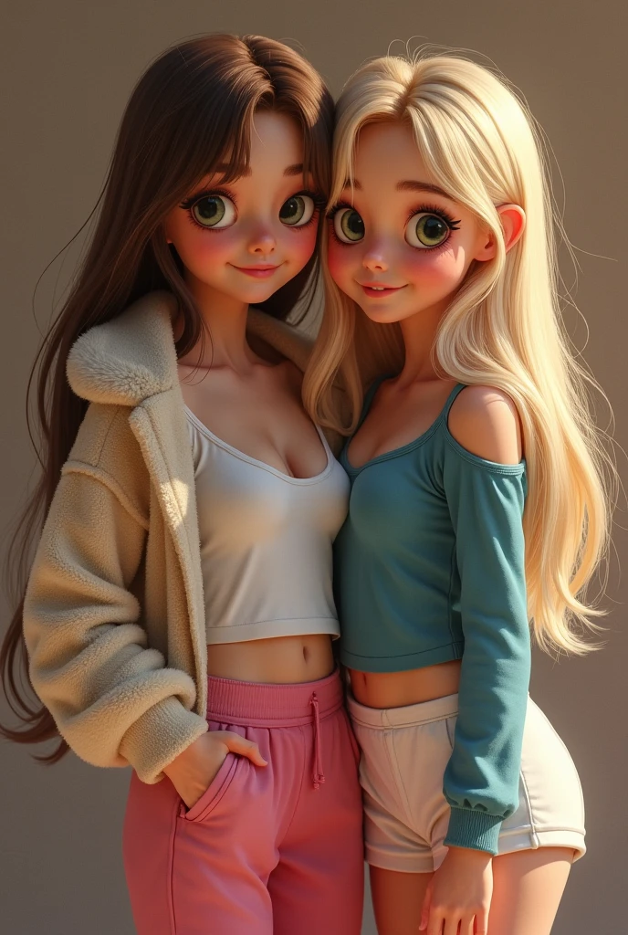 1menina, cabelo longo, sardas, olhos castanhos, brincos, joias, solo, smile, olhando para o espectador, cabelo branco, cabelo muito longo, pele morena, ((curly hair)), (disney casual outfit) ornamentos de cabelo, fundo simples, ((disney style))