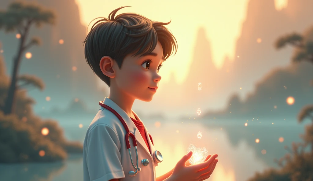 A boy dreaming that he would grow up to be a doctor 3D Mich