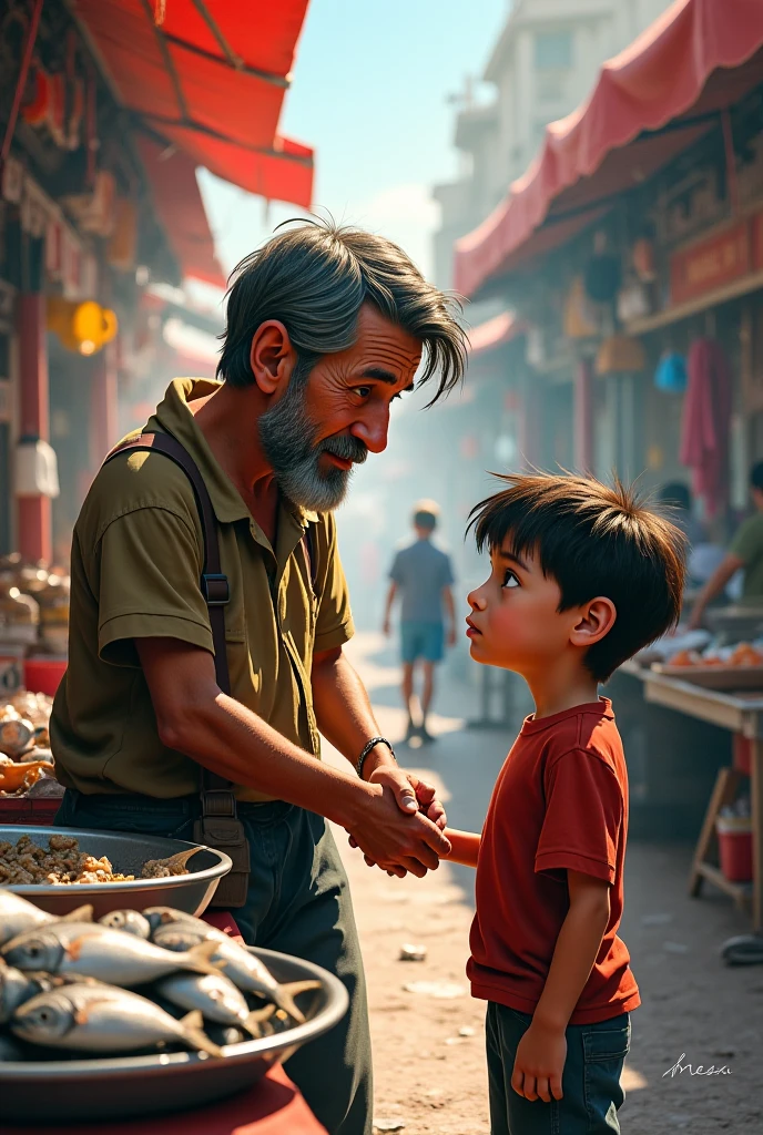 একটি ছেলেকে দেখে মাছ বিক্রেতা মেসি চোখের জল 