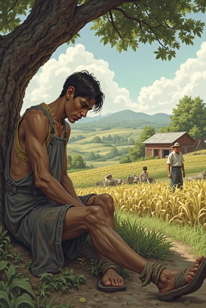 A farmer's only son was very lazy.