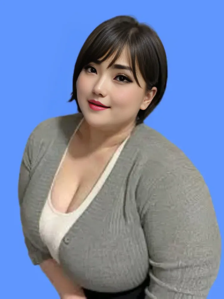Big butt woman, sitting in front of the house
