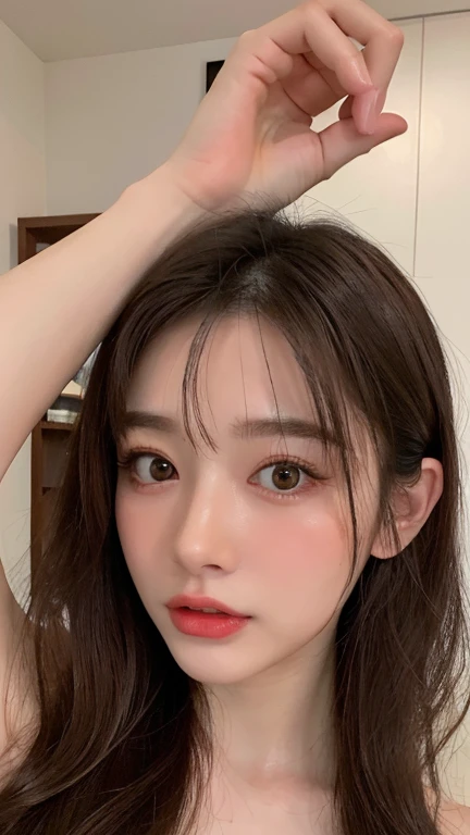 ((Best quality, 8k, Masterpiece: 1.3)), Selfie, Sharp focus: 1.2, Cute beautiful woman with perfect body: 1.4, Slim big breasts: 1.2, ((Brown hair dark, Big breasts: 1.2)) , (small transparent dress, half naked, highly detailed breasts, Happy expression, Standing: 1.2), ((Night view of the city with rain, Balcony simple: 1.3 making with the female being the main focus)), Highly detailed face and skin texture, Detailed eyes, Double eyelid