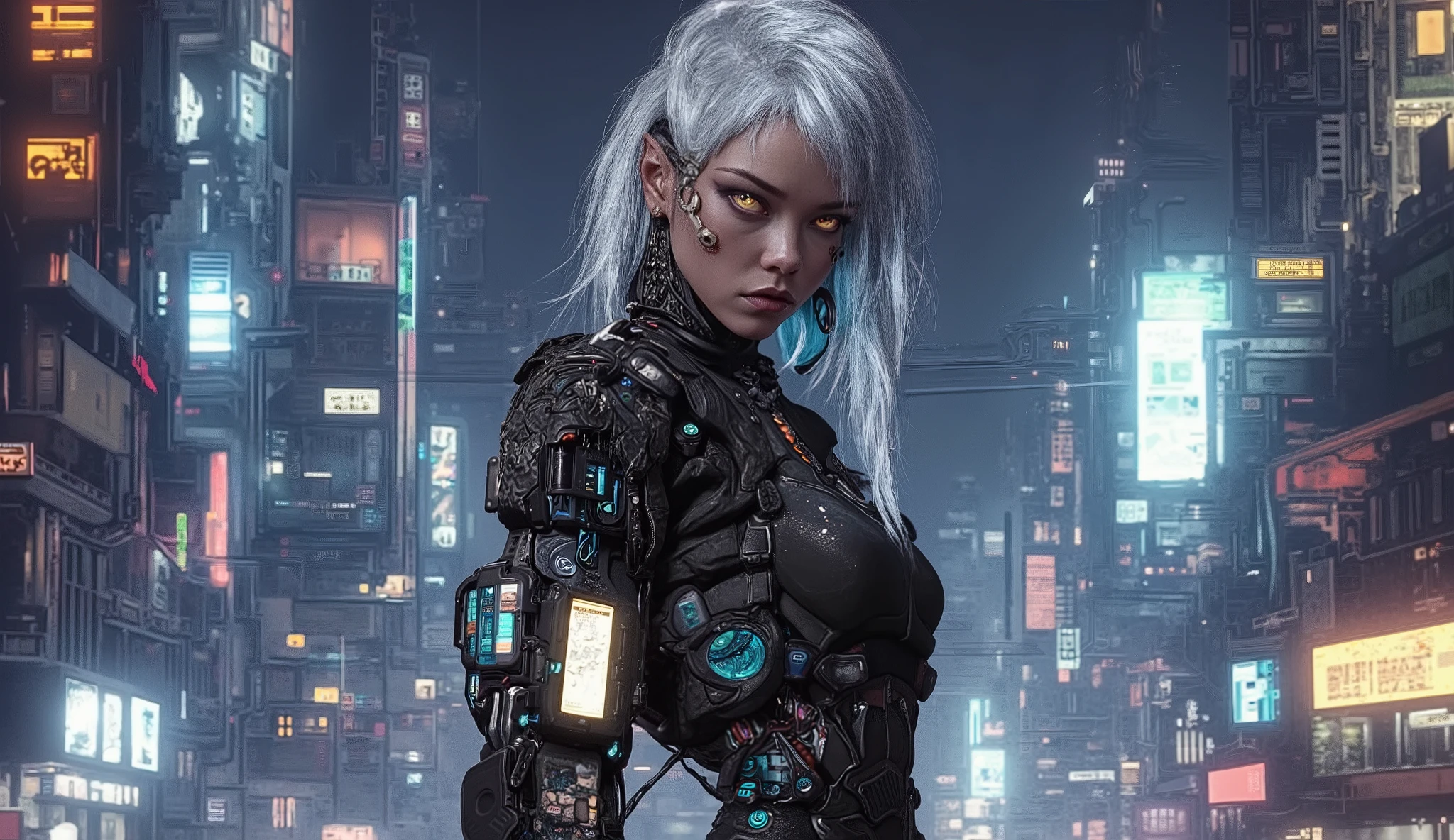 Gothic Cyberpunk girl, high definition, full body