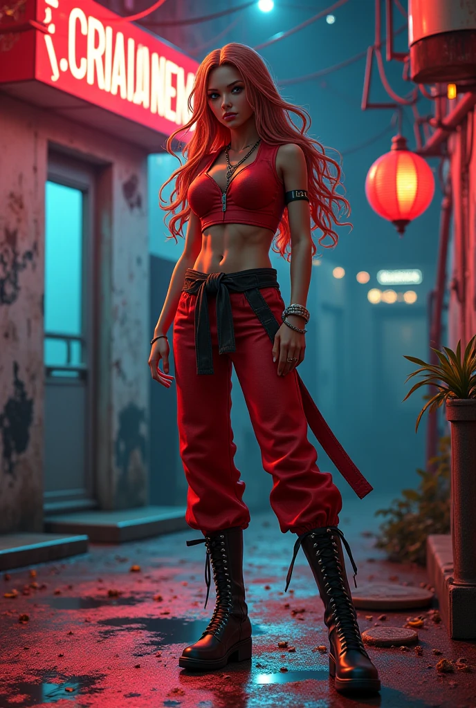 Generate an image of Cobra Kai but play Boa Hancock from One Piece as the Protagonist 