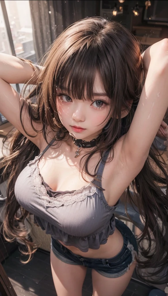 (random sexy pose:1.2),(Thin type:1.5),(large breasts),(random hairstyle),(Highest image quality,(8K), Ultra-realistic, Best Quality, High quality, High Definition, high quality texture, high detailing, Beautiful detailed, fine detailed, extremely details CG, Detailed texture, realistic representation of face, masterpiece, presence)