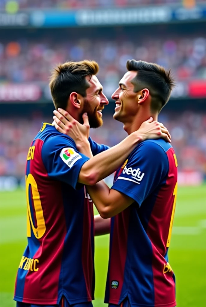 Messi and Ronaldo hugging