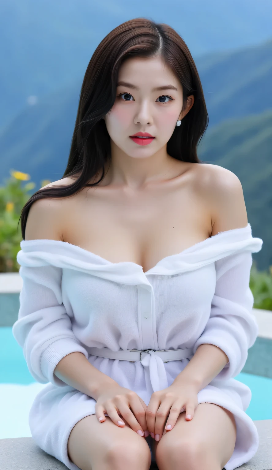 ((midnight, Need, 8K, tmasterpiece:1.3)), A whole body, Full body like,thin very long legs, Focalors:1.2, Plump body,Sat down,full bodyesbian,perfect figure beautiful woman:1.4,((Dark brown hair, huge tit:1.2 )), (Low-cut white T-shirt, Deep VT shirt,Silk stockings,short skirt,Deep grooves,White sneakers), ((ice cave, Ice World,Oyuki)),lots of people,Highly detailed facial and skin texture, A detailed eye, 二重まぶた,wears glasses,crisp breasts,Smile with,Bigger breasts, bob hair,crisp breasts,Get wet,Sweat profusely,Red lips,Hot dance,Large bust,huge tit,wearing a choker,Wear earrings,Noble beauty,