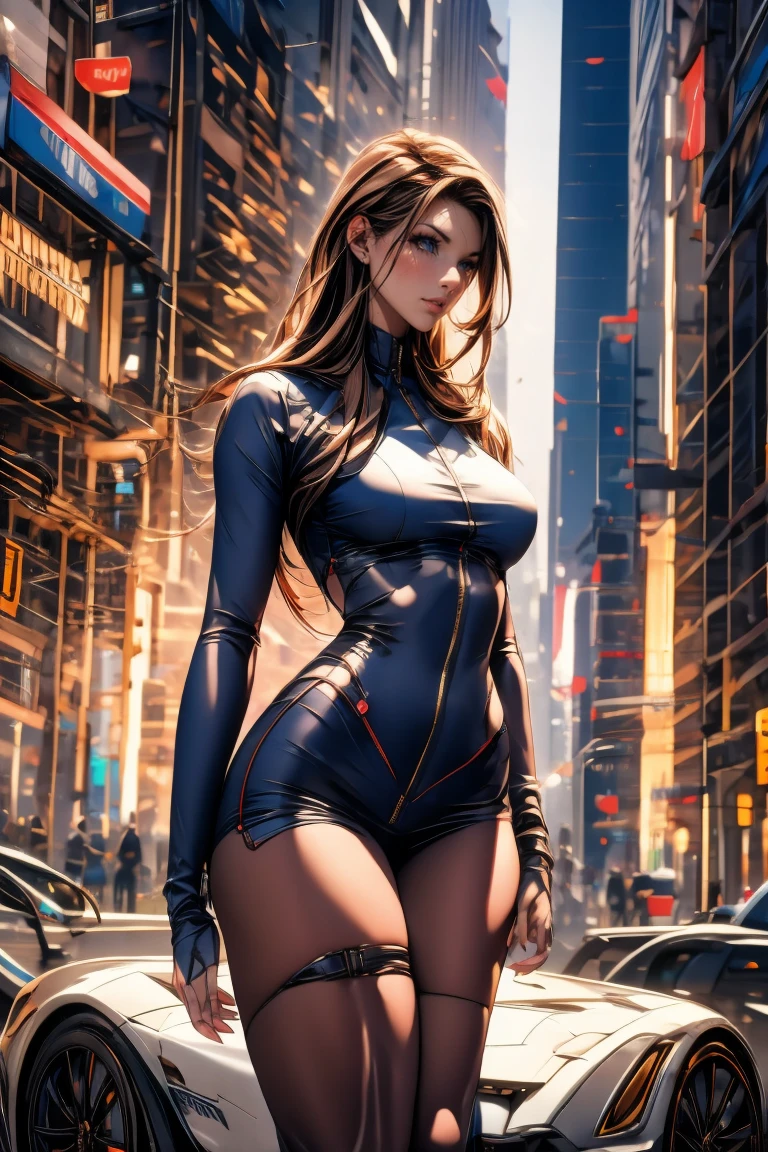 ((best qualtiy)), ((tmasterpiece)), (the detail:1.4), 3D, A beautiful cyberpunk female image,hdr(HighDynamicRange),Ray traching,A beautiful girl with big breasts,closeup cleavage,The gauze holds the front,High neck gauze dress