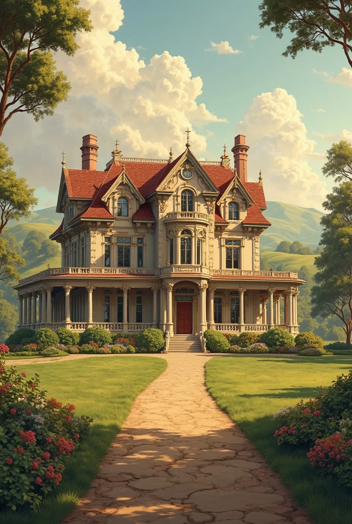 Picture of an old style house that is big because thy are rich in the bible