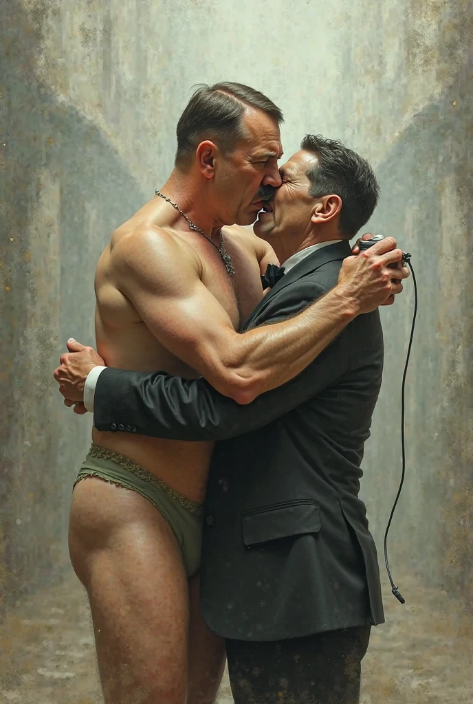 best quality, masterpiece, a mature man, tears welling up, shouting out, bronzed tan skin, bleeding cuts and bruises, having anal sex with a massive muscular man, they are wearing gladiator costumes, cumshot, explosive cum, dripping cum, splashing cum, cum on body, cum on face, looking at each other, middle of ancient roman colosseum, audience enthusiastically shouting and cheering them on, sexy, gay, homoerotic, best view, no watermark, no logo, no signature