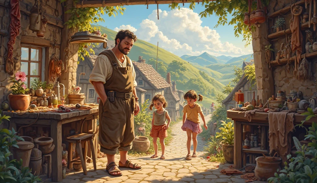 Once upon a time, in a small village, there lived a poor man with his wife and ren.

He worked as a cobbler by profession. 

