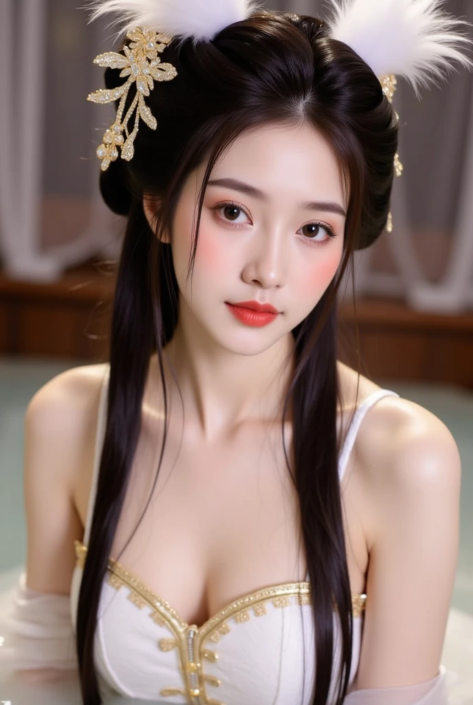 1girl, ((very transparent Hanfu qipao)), (elegant), ((focuss closeup face)), pretty young (Russian) (Asian) (masterpiece), top Chinese model, (aphrodite goddess), (beauty breast), very best quality detailed face:1.5, privium room, (8k HD graphic, (soft and chill light), best quality detailed ultra highres:1.2 dynamic lighting, artstation, winner photography, volumemetricslighting),