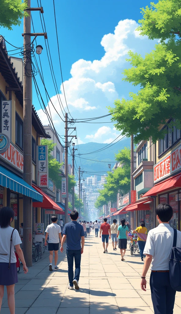 korea street has depth, cloud in the sky, sunny day