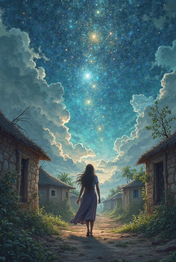 SCENE 8: Return to the World
Description:
Alia returns home, changed. The village now has a view of a sparkling sky, and the compass quietly rests, its purpose fulfilled.